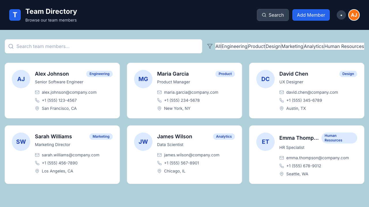 Preview of Team Directory
